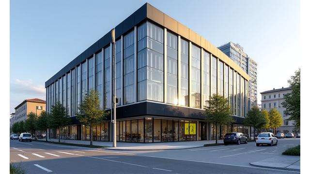 Bürogebäude von Askypas in Graz mit Alpenhintergrund