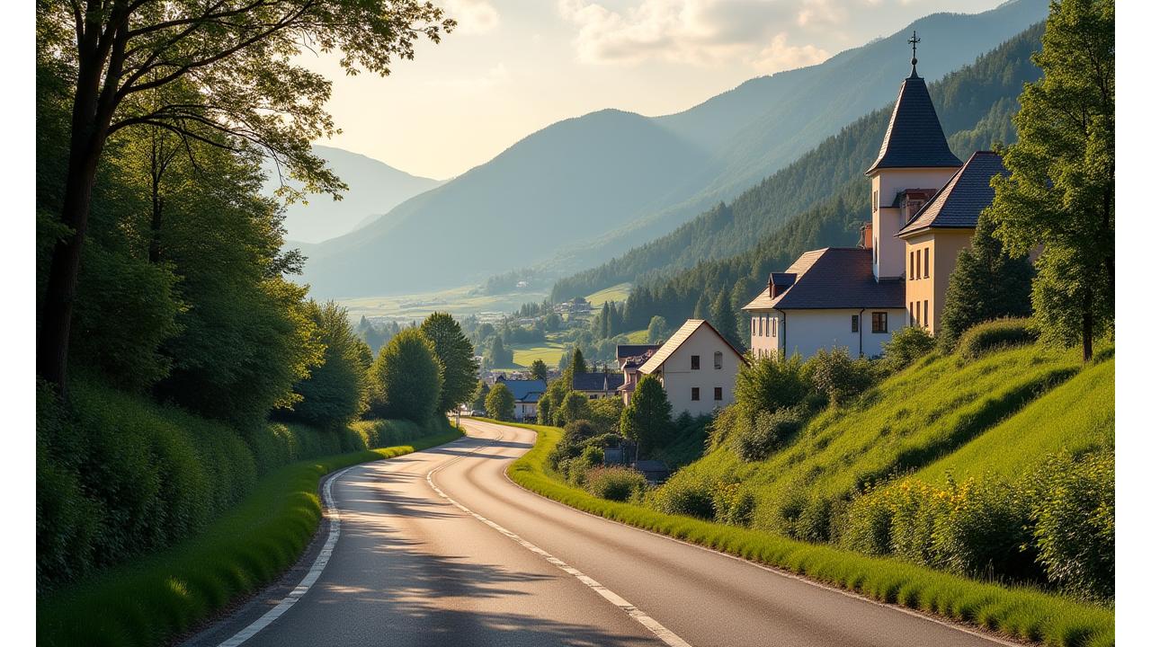 Romantische Straße Österreichs, eine malerische Allee mit historischen Dörfern