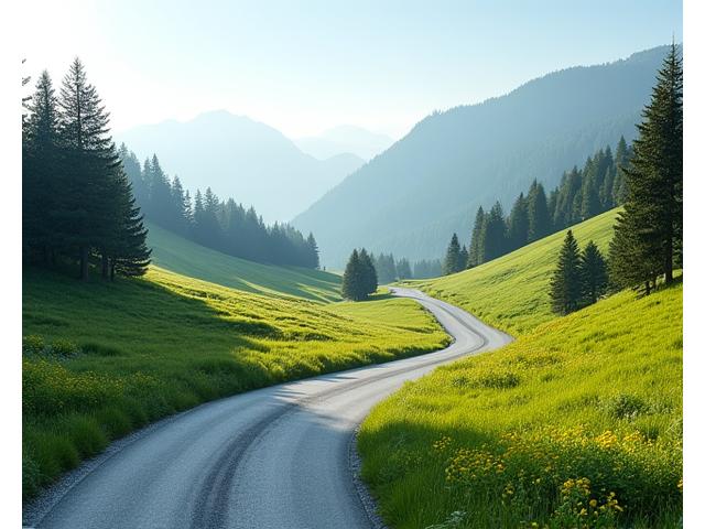 Nockalmstraße mit sanften Kurven durch grüne Almwiesen und Bergseen